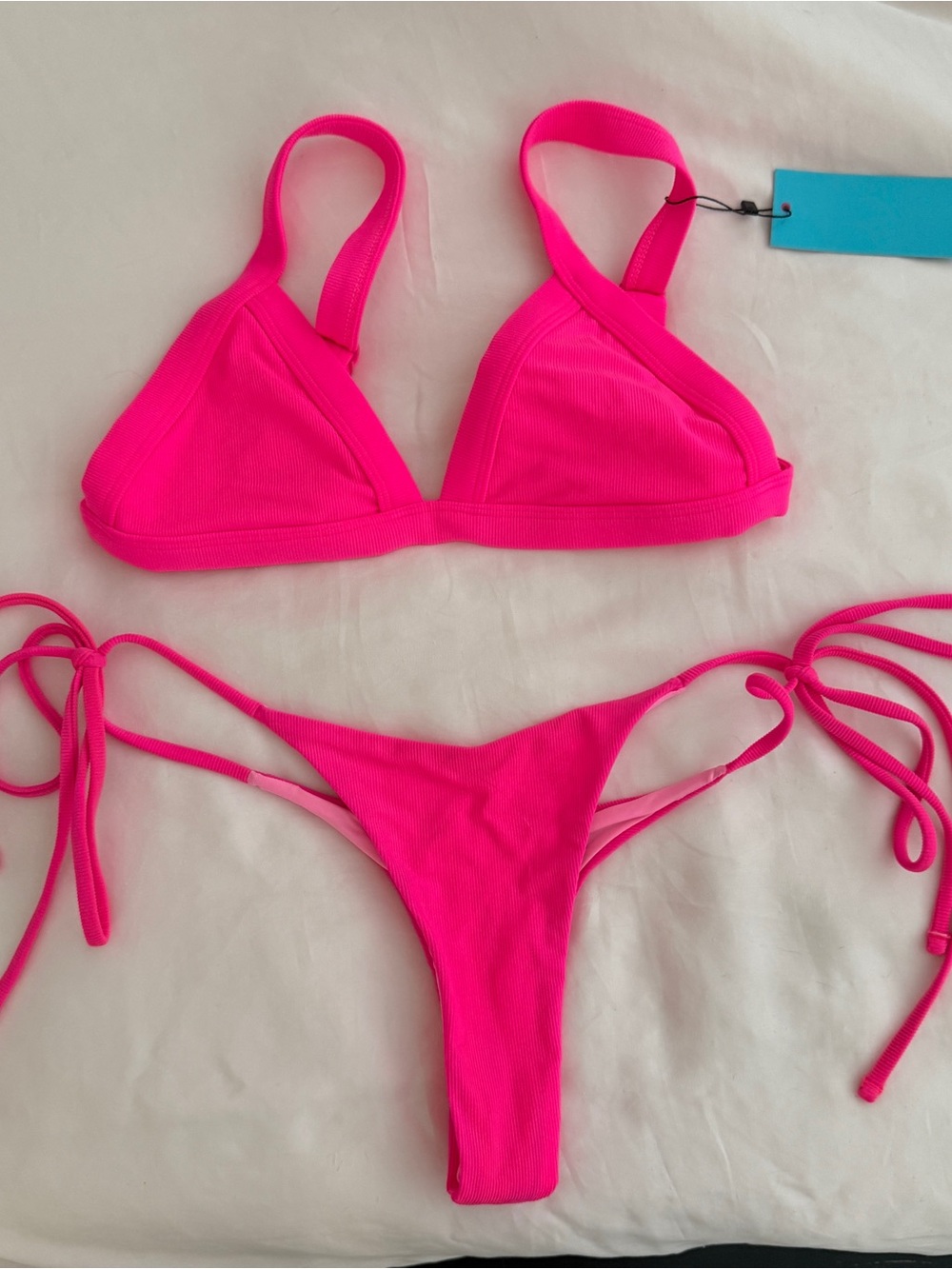 Oneone ribbed thong bikini